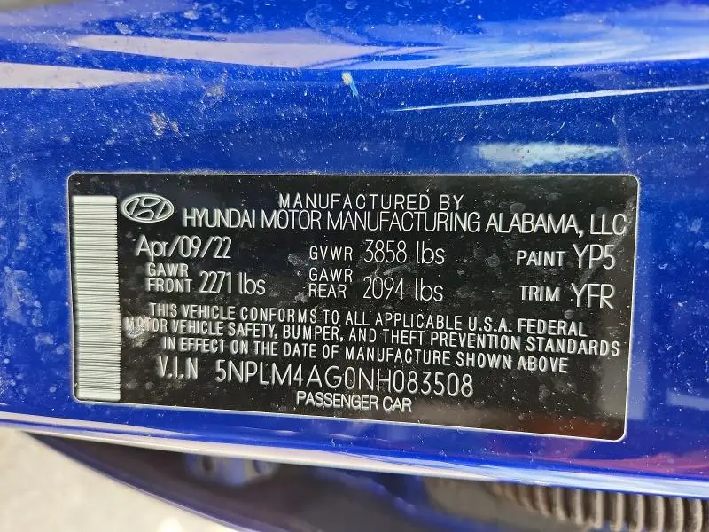 2022 HYUNDAI ELANTRA SEL  