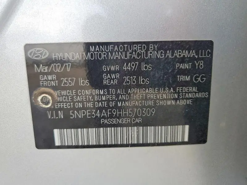 2017 HYUNDAI SONATA SPORT  