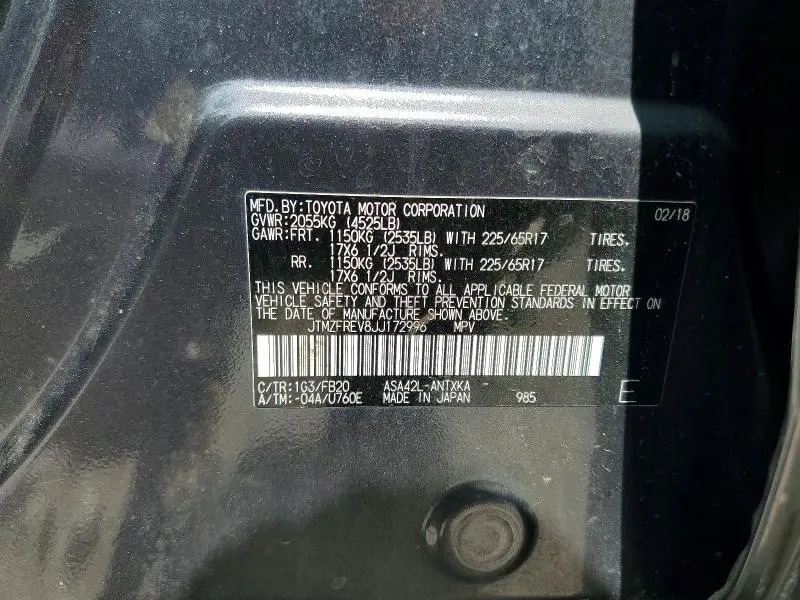 2018 TOYOTA RAV4 LE  