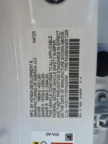 2023 HONDA ACCORD EX  