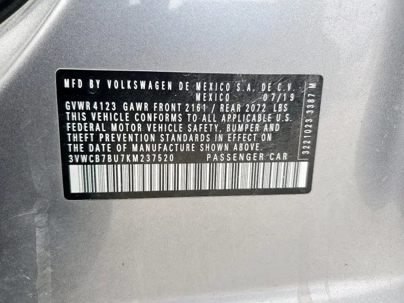 2019 VOLKSWAGEN JETTA S  