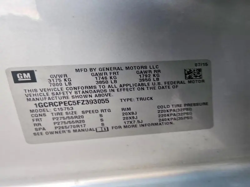 2015 CHEVROLET SILVERADO C1500  
