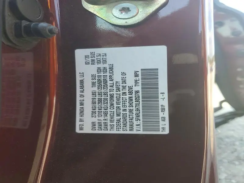 2020 HONDA ODYSSEY EXL  