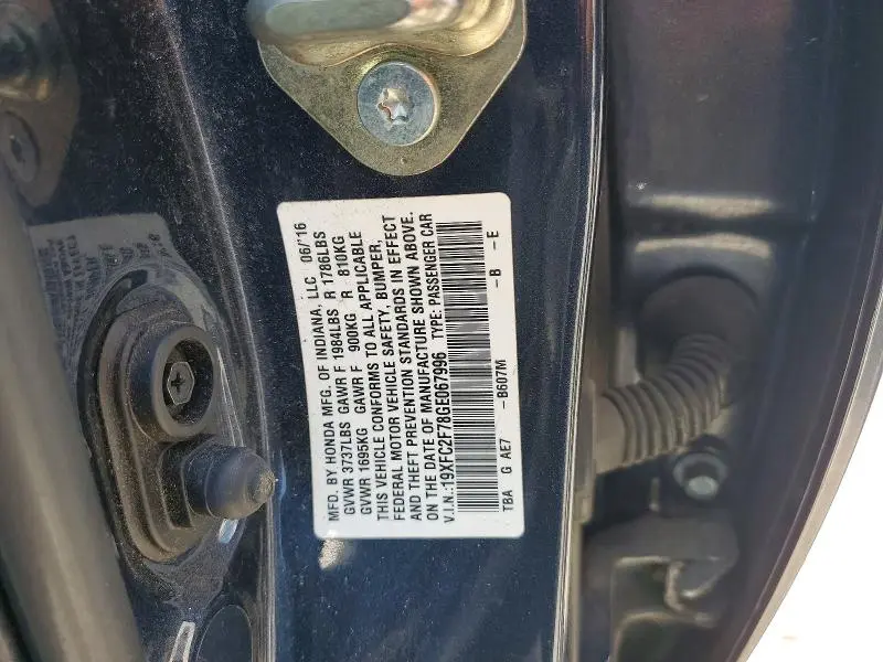 2016 HONDA CIVIC EX  