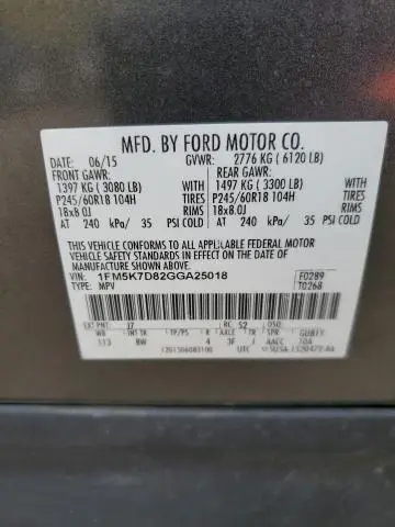 2016 FORD EXPLORER XLT  