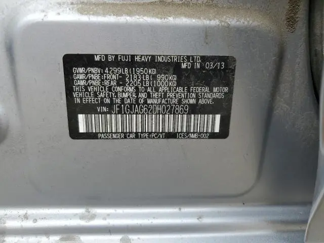 2013 SUBARU IMPREZA LIMITED  