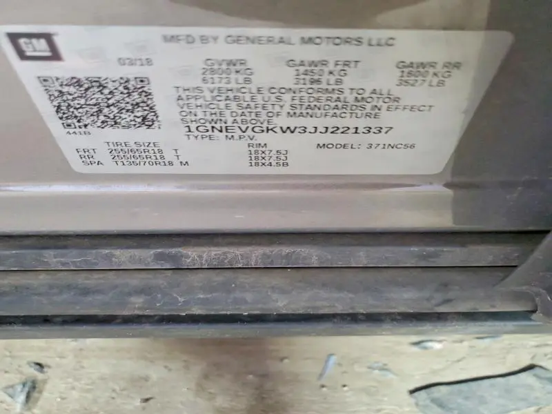 2018 CHEVROLET TRAVERSE LT  