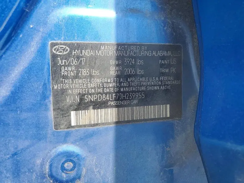 2018 HYUNDAI ELANTRA EC   