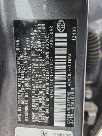 2014 TOYOTA CAMRY L  