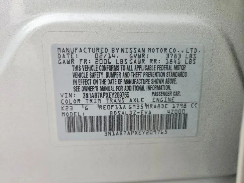 2014 NISSAN SENTRA SV  