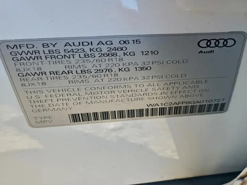 2016 AUDI Q5 PREMIUM  