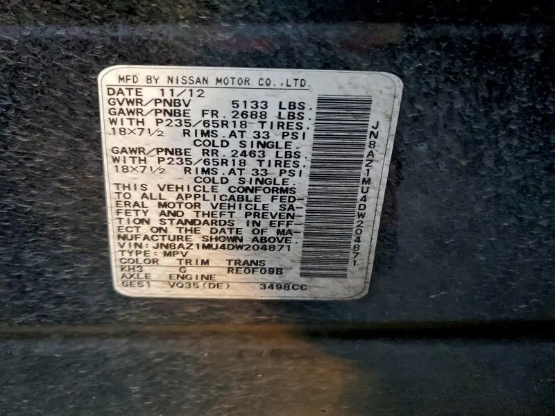 2013 NISSAN MURANO S  