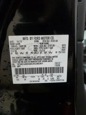2012 FORD ESCAPE XLT  