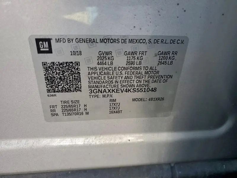 2019 CHEVROLET EQUINOX LT  