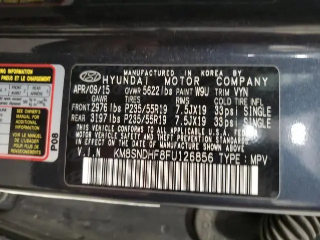 2015 HYUNDAI SANTA FE GLS  