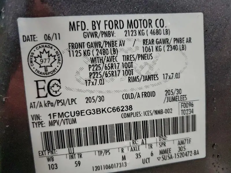 2011 FORD ESCAPE LIMITED  