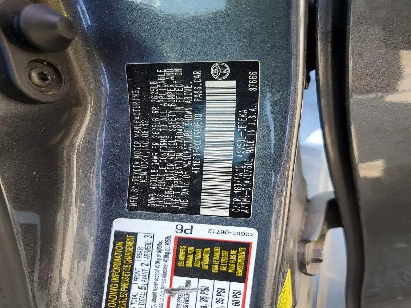 2012 TOYOTA CAMRY L  