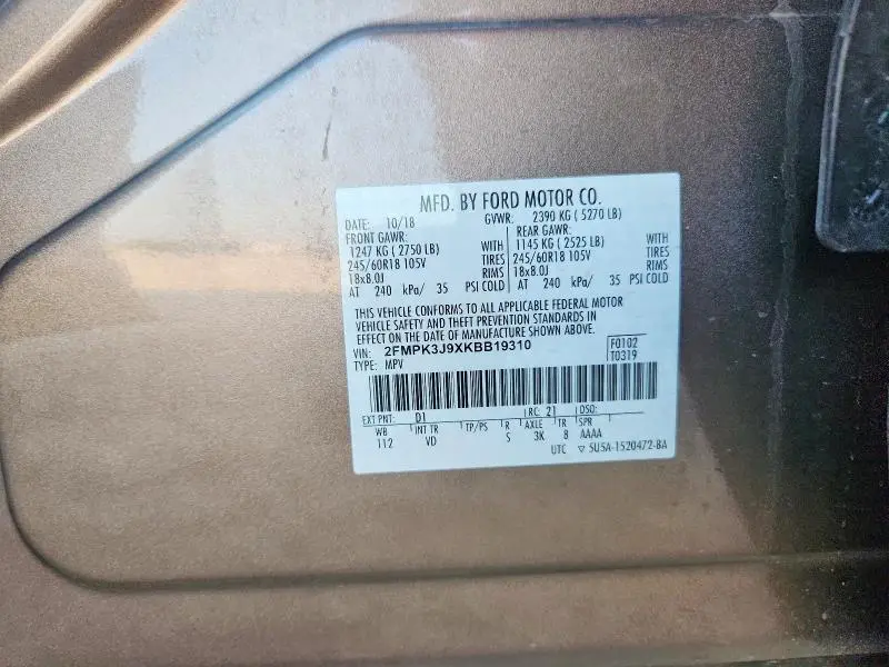 2019 FORD EDGE SEL  