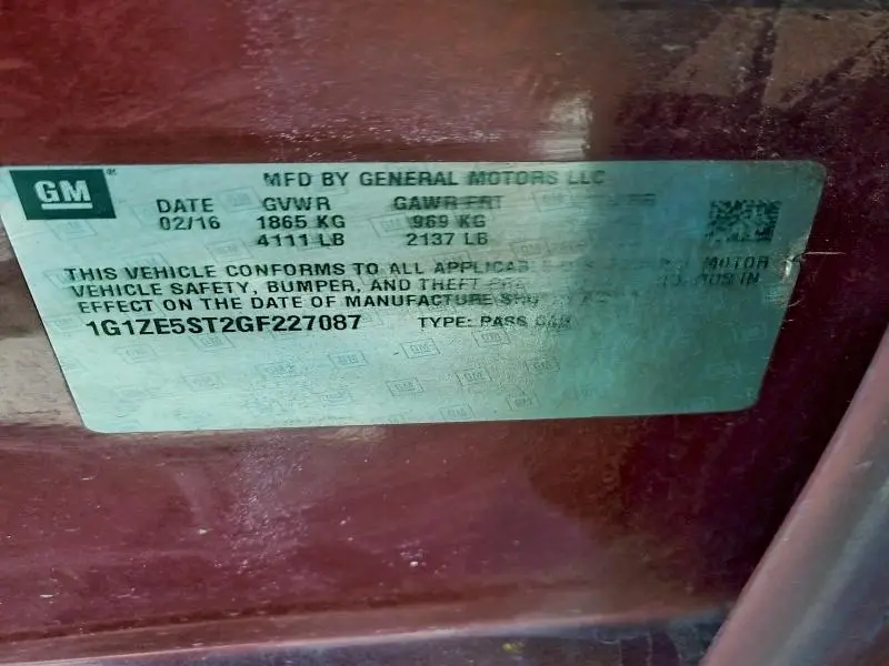 2016 CHEVROLET MALIBU LT  