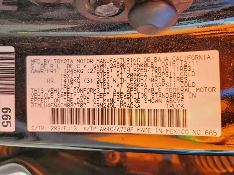 2012 TOYOTA TACOMA DOUBLE CAB  