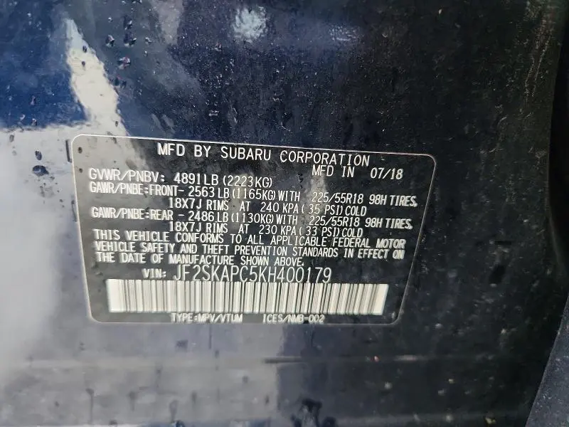 2019 SUBARU FORESTER SPORT  