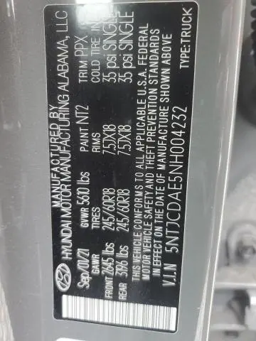 2022 HYUNDAI SANTA CRUZ SEL  
