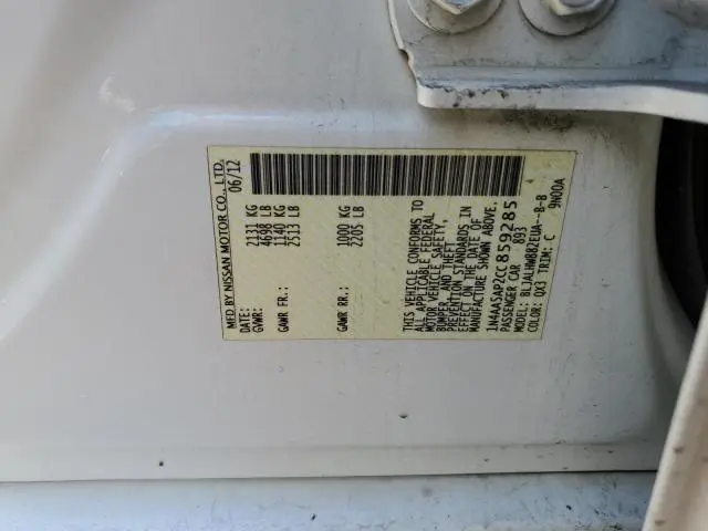 2012 NISSAN MAXIMA S  