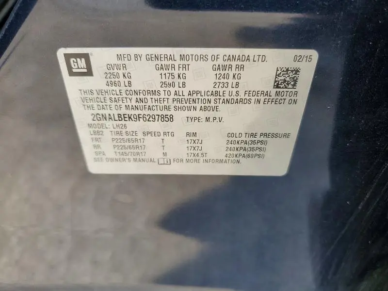 2015 CHEVROLET EQUINOX LT  