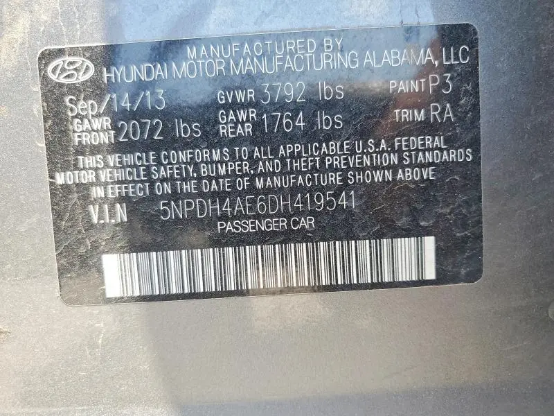 2013 HYUNDAI ELANTRA GLS  