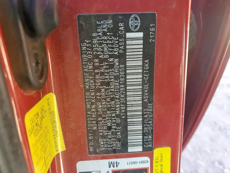 2011 TOYOTA CAMRY BASE  