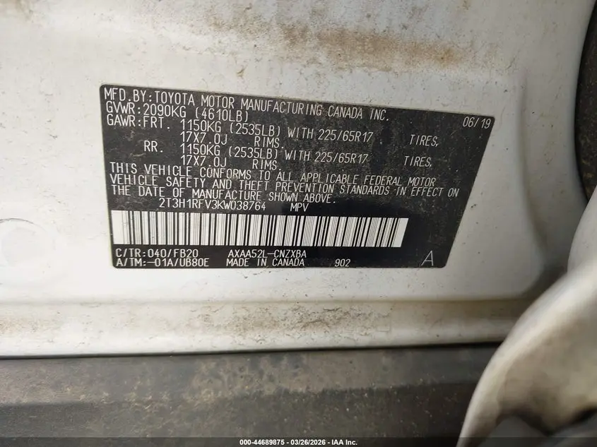 2019 TOYOTA RAV4 LE