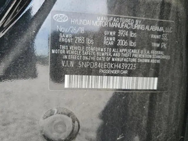 2019 HYUNDAI ELANTRA SEL  