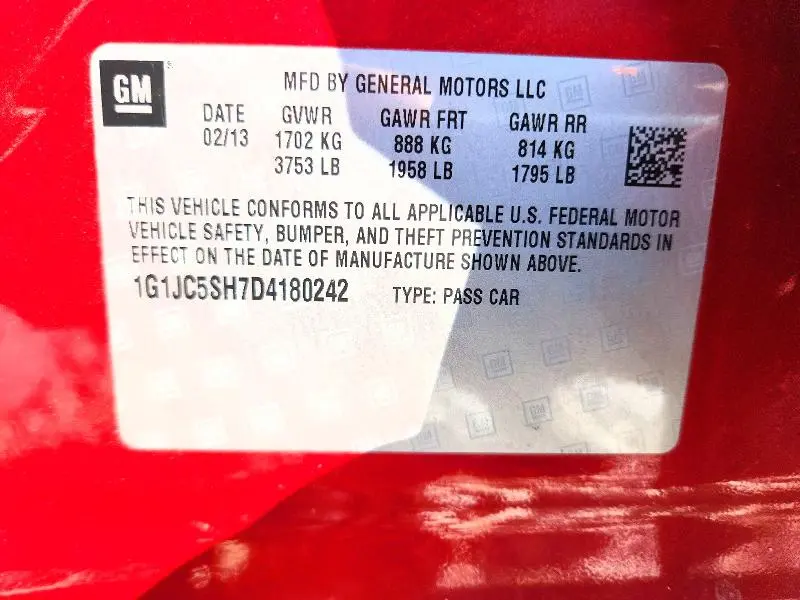 2013 CHEVROLET SONIC LT  