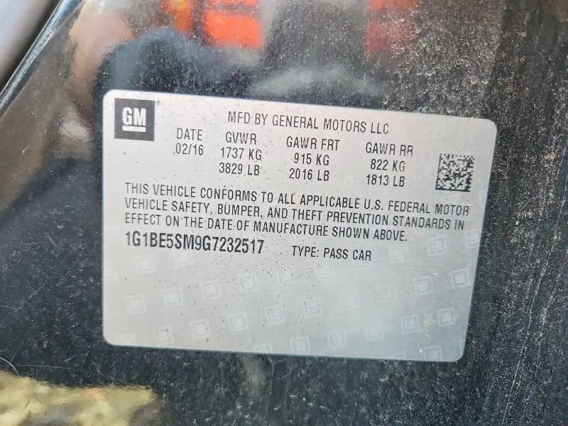 2016 CHEVROLET CRUZE LT  