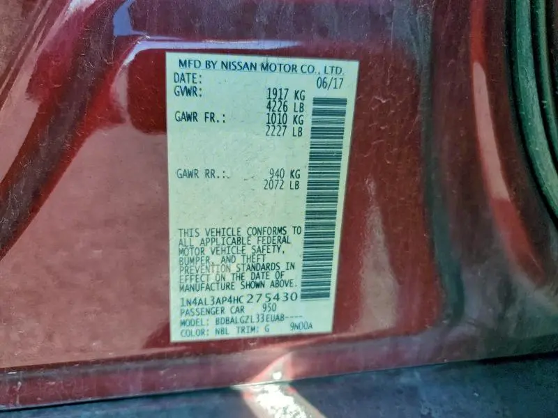 2017 NISSAN ALTIMA 2.5  