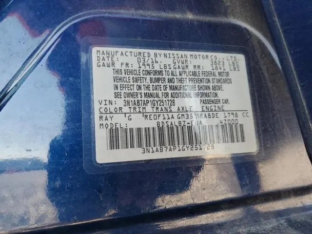 2016 NISSAN SENTRA S
