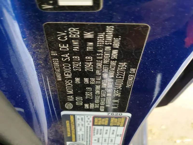 2020 KIA FORTE GT LINE  