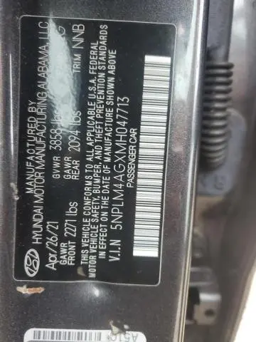 2021 HYUNDAI ELANTRA SEL  