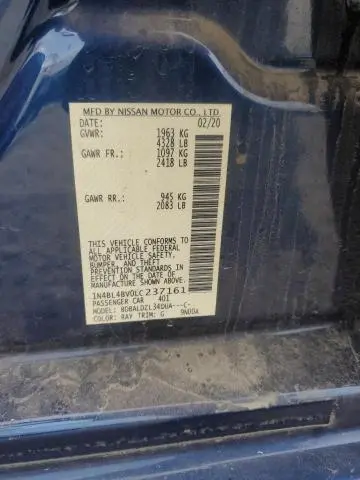 2020 NISSAN ALTIMA S  