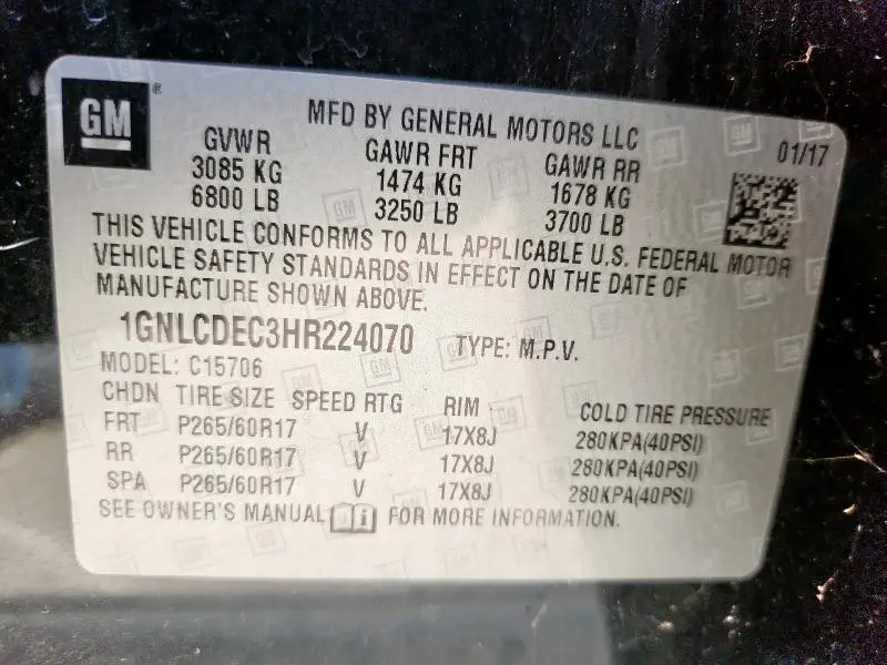 2017 CHEVROLET TAHOE POLICE  