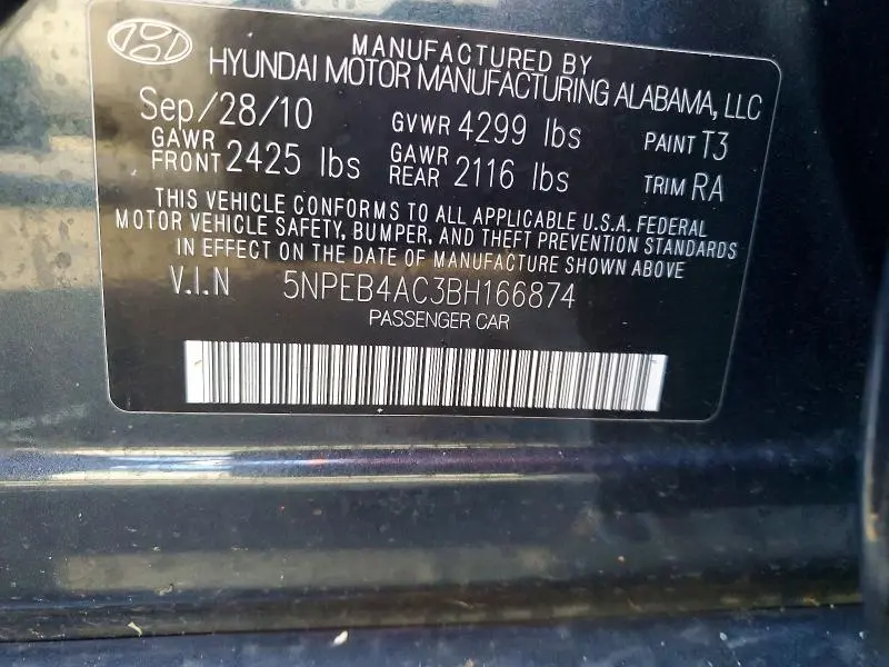 2011 HYUNDAI SONATA GLS  
