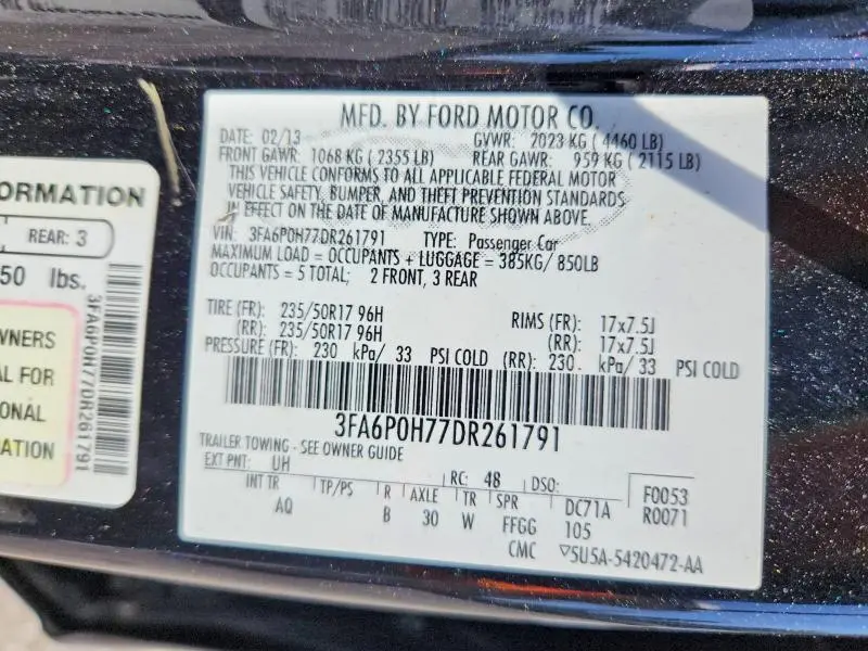 2013 FORD FUSION SE  