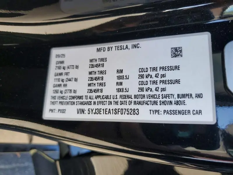 2025 TESLA MODEL 3   