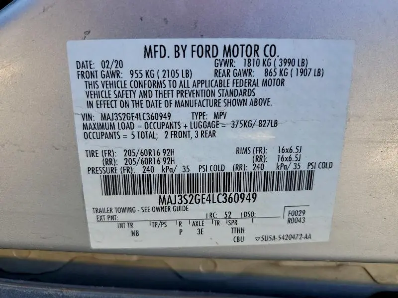 2020 FORD ECOSPORT SE  