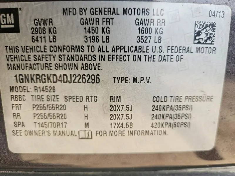 2013 CHEVROLET TRAVERSE LT  