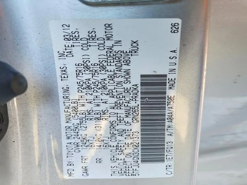 2012 TOYOTA TACOMA DOUBLE CAB PRERUNNER  