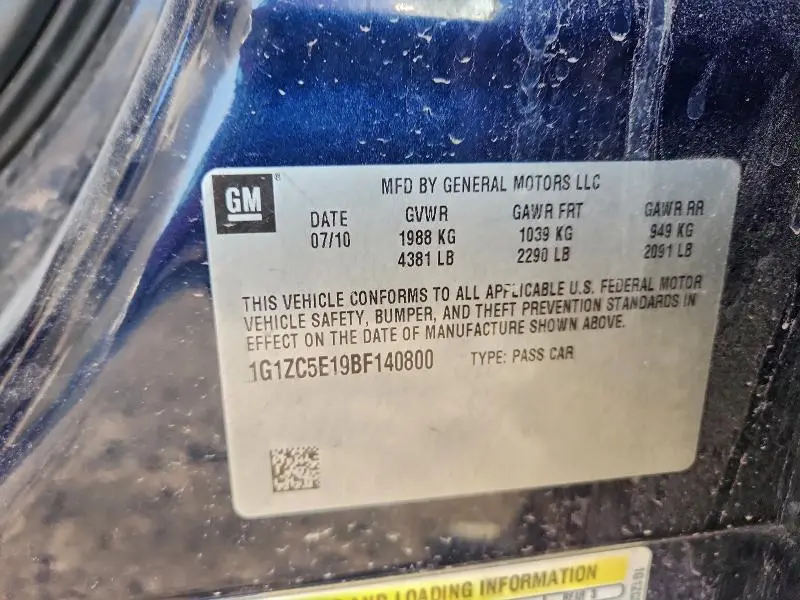 2011 CHEVROLET MALIBU 1LT  