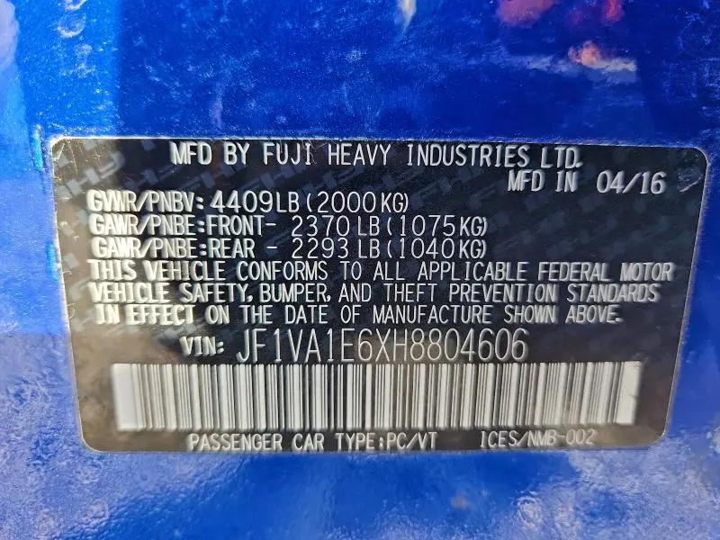 2017 SUBARU WRX PREMIUM  