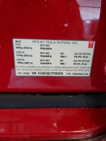2015 TESLA MODEL S 70D  