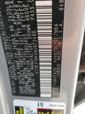 2022 TOYOTA CAMRY LE